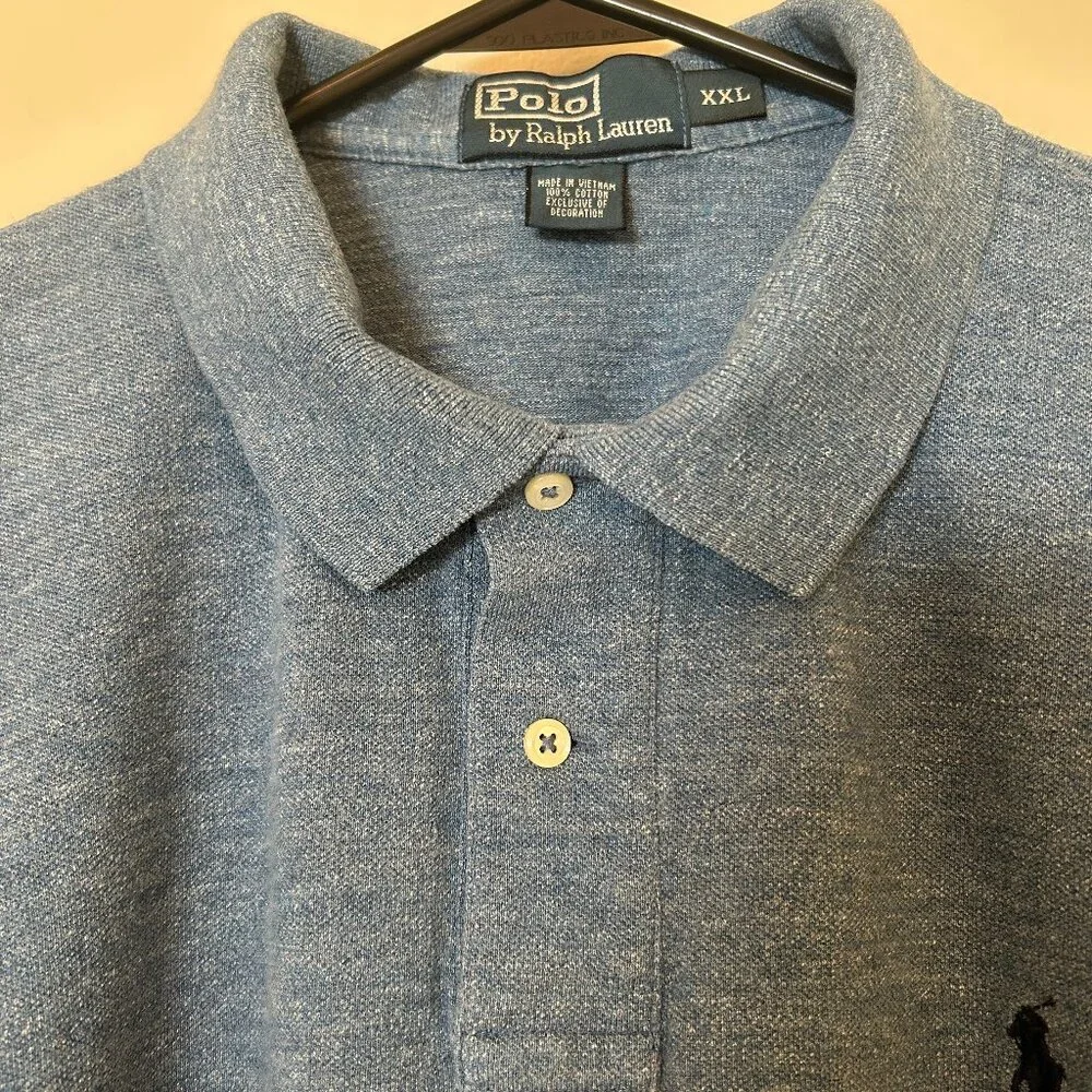 Polo Ralph Lauren long-sleeve heathered blue polo shirt, men's sz XXL